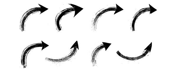 Vector arrows set paint brush style arrows grunge style sketch