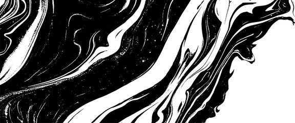 Vector black and white marble or ink liquid design