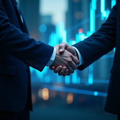 Businessman handshake for teamwork of business merger and acquisition, successful negotiate, hand shake, two businessman shake hand with partner to celebration partnership and business deal concept
