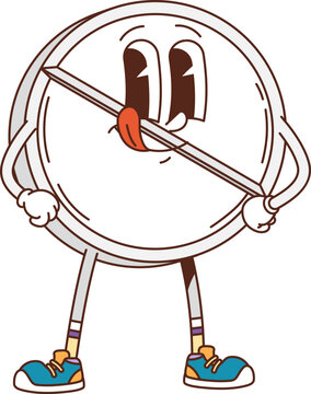 Fototapeta Cartoon groovy medicine pill character. Isolated vector round medical tablet, healthcare painkiller retro y2k personage conveying playful vintage vibe of health and treatment posing with hands on hips