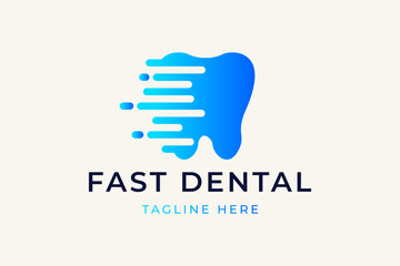 Fast dental logo, healthcare dental vector design
