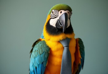 parrot wearing a tie, studio shot