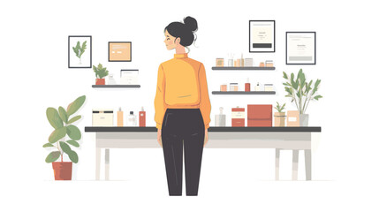 young woman with laptop in cafe