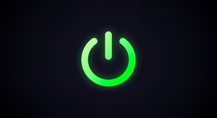 Glowing Green Power Button on Dark Background