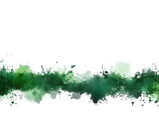 Obraz premium Abstract Green Watercolor Brushstroke Isolated on Transparent Background