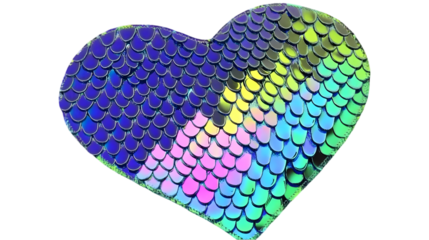Abstract Heart Shape with Colorful Scales on Transparent Background