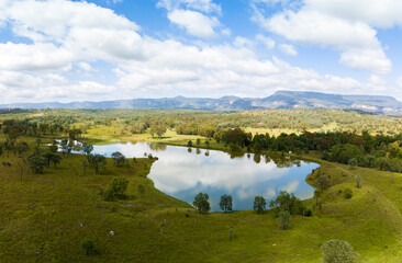 Obraz premium Landscape with lake and mountains