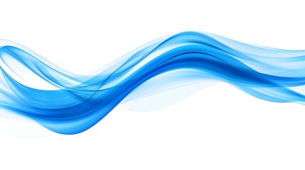 Fototapeta premium A blue wave is shown on a white background. The blue color of the wave is very vivid and stands out against the white background. The wave appears to be flowing and moving