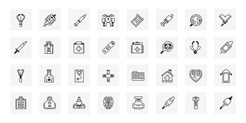 Medical Line Icons Set. Vector Outline Healthcare and Hospital Symbols.