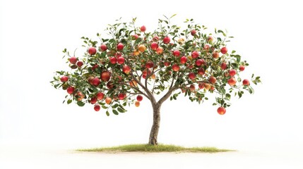 Obraz premium Apple Tree with Red Apples Isolated on White Background