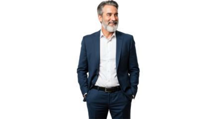 Old Age Businessman Wearing Business Suit Isolated on Transparent PNG Background – Experienced Male Professional with Formal Attire, Ideal for Corporate, Leadership, and Business Illustrations