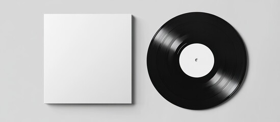 Blank vinyl record & sleeve mockup on grey