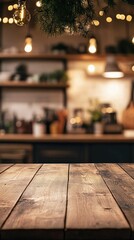 Rustic wooden table in a cafe