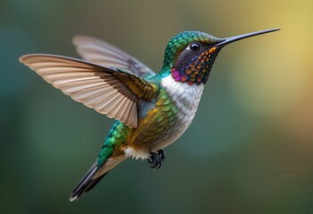 Fototapeta premium Hummingbird Flying with Outstretched Wings Close Up