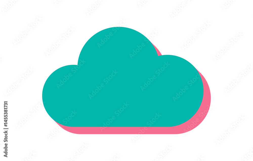 Poster brutalist cloud icon. abstract figure in flat shape with shadow. minimal modern element, brutalism a