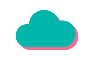 Brutalist cloud icon. Abstract figure in flat shape with shadow. Minimal modern element, brutalism aesthetic, graphic style, suitable for contemporary design projects.