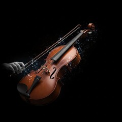 Fototapeta premium hand playing violin musical instrument black background artistic abstract 3d rendering