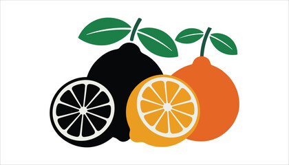 Citrus Fruit Vector Set – Lemon, Orange, Lime Icons for Fresh Juice and Healthy Food Design