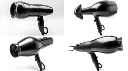 Four black hair dryers