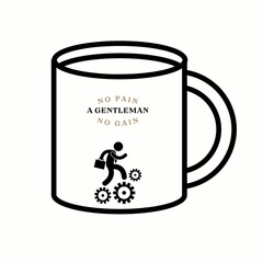 a mug outline with writing 