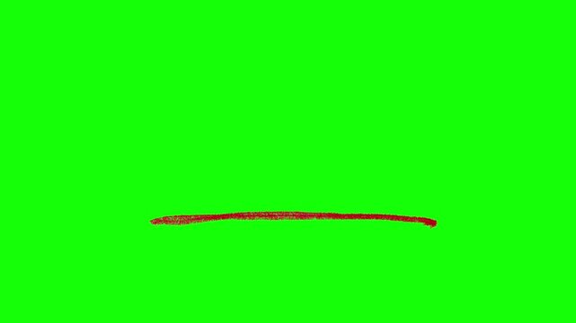 Red underline brush stroke highlight animation on green screen background