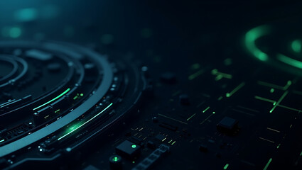 Futuristic Cyber Interface with Neon Digital Network Circuit Pattern – High-Tech Background Visualization