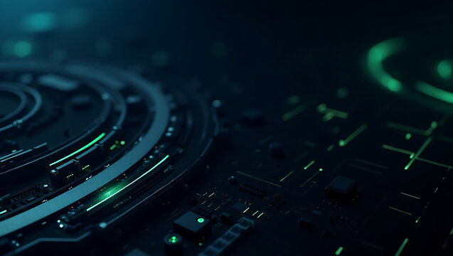 Futuristic Cyber Interface with Neon Digital Network Circuit Pattern – High-Tech Background Visualization