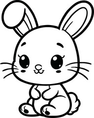 Easter bunny in the garden coloring page for kids