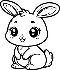Easter bunny in the garden coloring page for kids