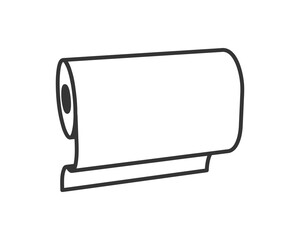 Fototapeta premium Simple line art illustration of a roll of paper on a holder. Perfect for websites, apps, or presentations needing a clean, minimalist design. Represents organization, efficiency, and readiness.