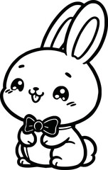 Easter bunny in the garden coloring page for kids