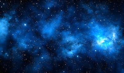 Fototapeta premium Stunning cosmic nebula, vibrant blue hues, scattered stars, deep space, celestial background, galaxy, universe, astronomy, night sky.
