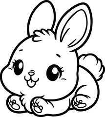 Easter bunny in the garden coloring page for kids