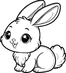 Easter bunny in the garden coloring page for kids