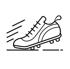 Football Boots Running Outline Icon on White Background – Vector Illustration