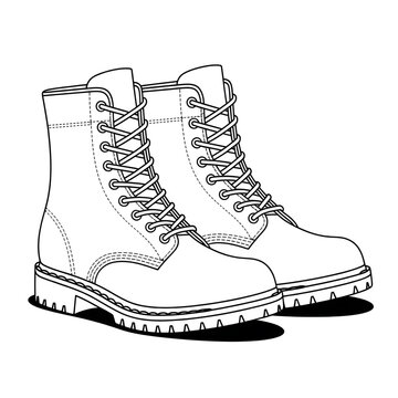 black and white combat boots drawing clip art preview