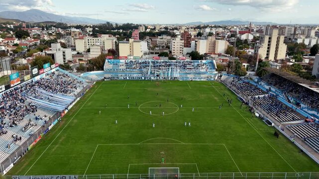 Salta, Argentina, May 4, 2025: Match Aerea Vista between Gymnastics and Tire and All Boys. Stadium "El Gigante del Norte"