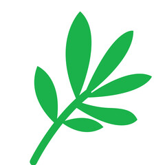 A simple green leaf with five pointed leaflets, arranged in a symmetrical pattern. Designed in a minimalistic style, perfect for botanical illustrations and nature-themed creative projects.