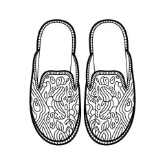 ‎A black and white slippers line art of a coloring page