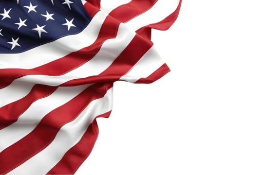 American Flag Illustration With Transparent Background In Patriotic Colors - Powered by Adobe