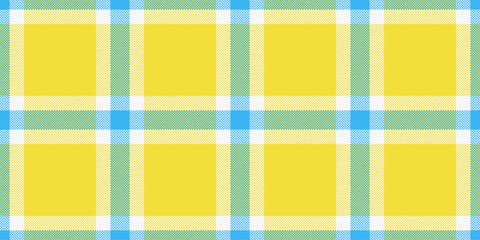 Cheerful plaid pattern with bright yellow, sky blue, and soft green hues. Ideal for backgrounds, textiles, or design projects requiring a fresh, vibrant aesthetic.