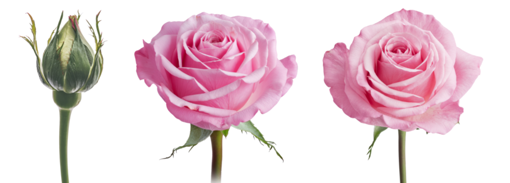 pink roses life cycle isolated on white background