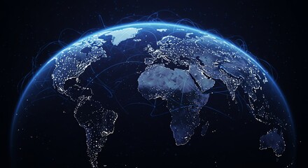 Obraz premium Earth Network Global Connections Digital World