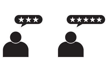 icon of a person giving a star positive review. Rate icons set. eps 10