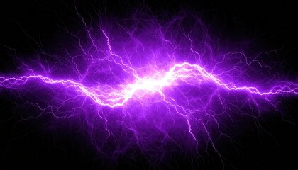 Obraz premium purple lightning on black sky background