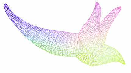 Fototapeta premium Abstract colorful wireframe bird in flight, isolated on white background. Perfect for design projects, website banners, and digital art.