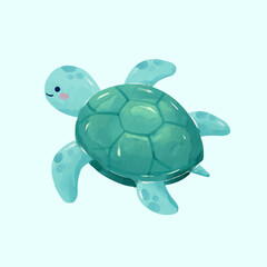 Watercolor turtle Illustration set of Cute Sea Animals collection