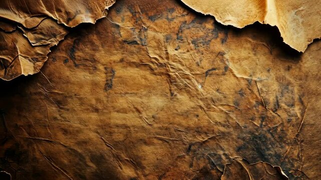 Aged, textured paper with torn edges and brown hues