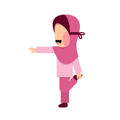 Muslim Girl Stretching Flat Illustration
