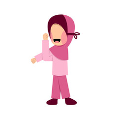 Muslim Girl Stretching Flat Illustration